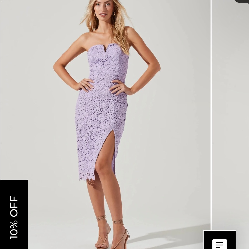 NWT ASTR the Label lilac lace strapless sweetheart midi dress